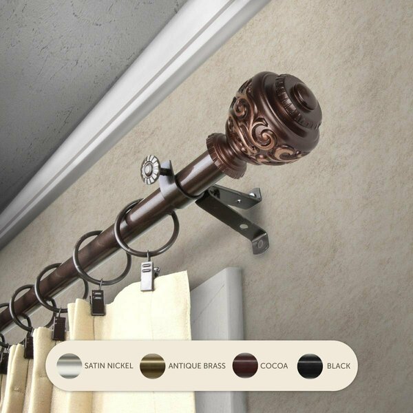 Kd Encimera 0.8125 in. Harmony Curtain Rod with 120 to 170 in. Extension, Cocoa KD3733686